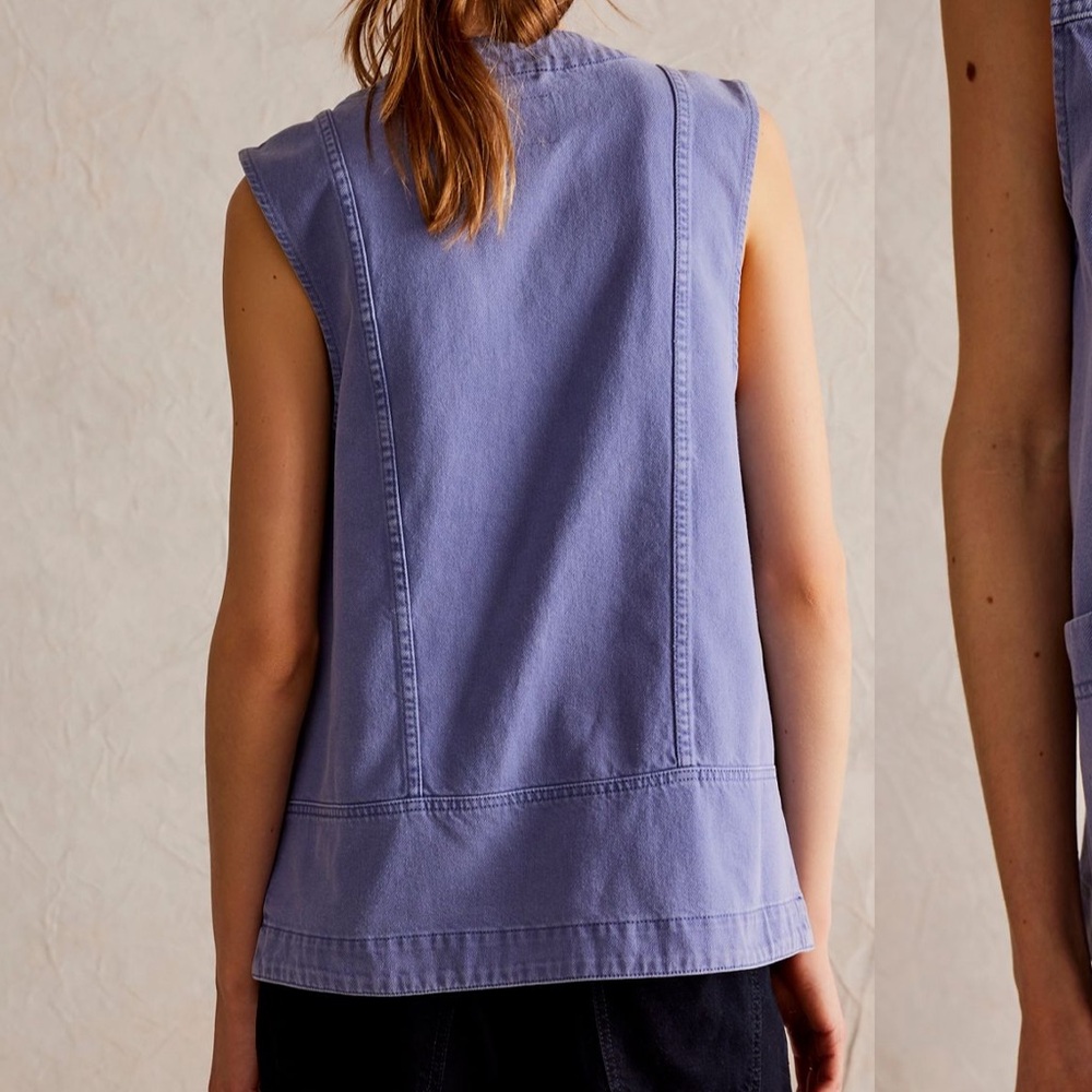 NWT! Free People We The Free Valerie Waistcoat Vest Blue Heron Large - Picture 13 of 15